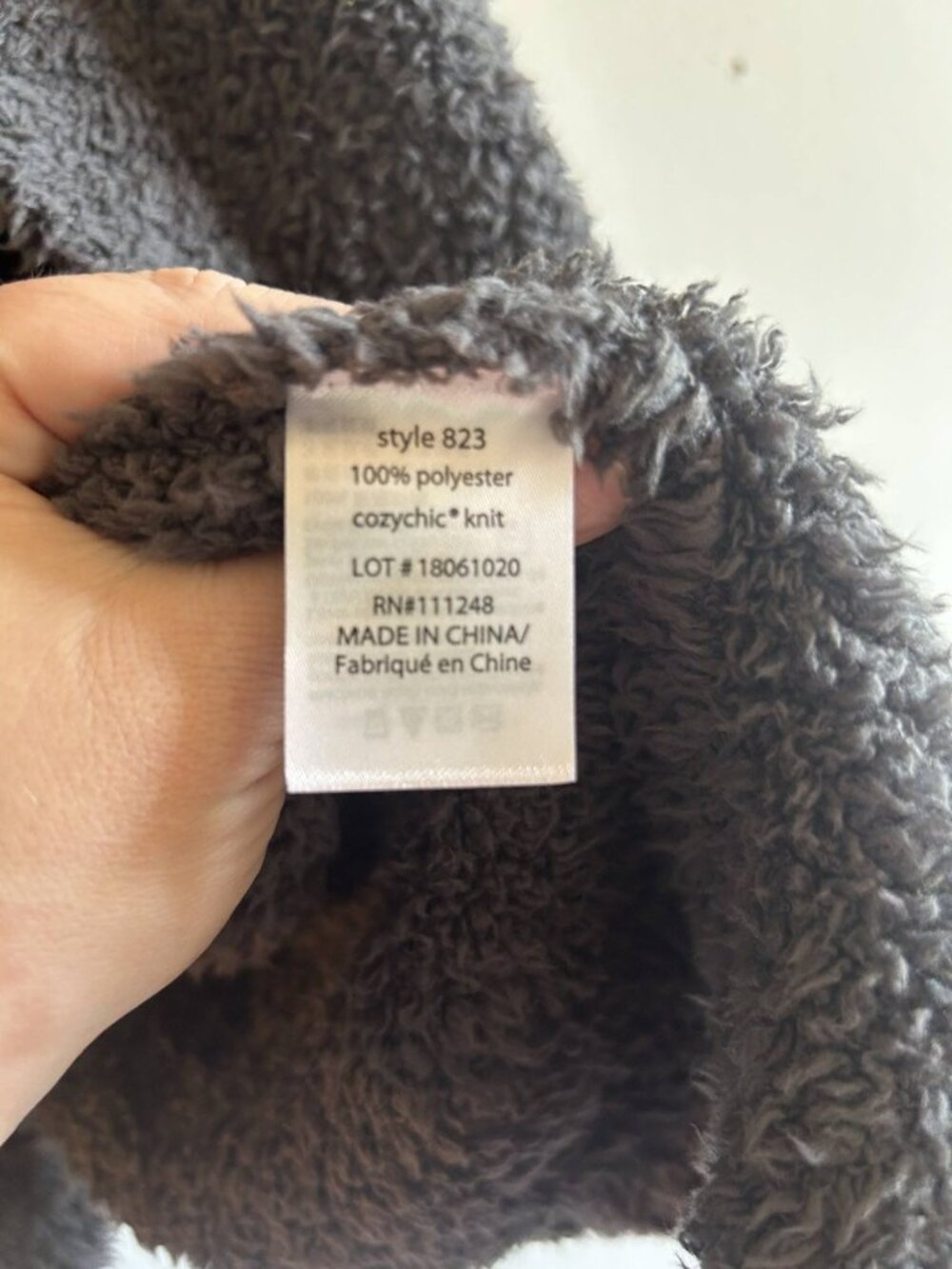 NWT Barefoot Dreams CozyChic Plush Teddy Batwing Cardigan, Charcoal Gray, L/XL - Picture 4 of 5